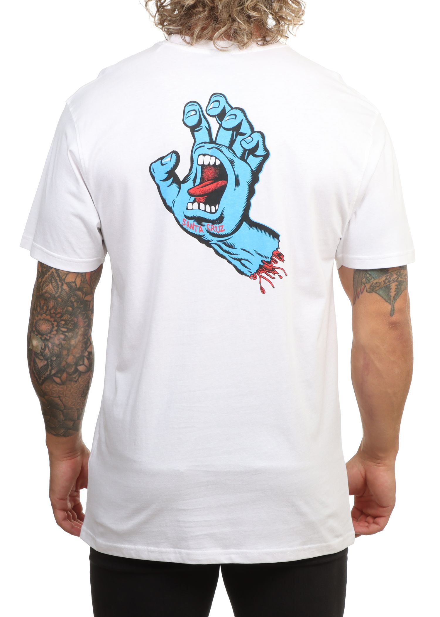 Santa Cruz Screaming Hand Chest Tee White
