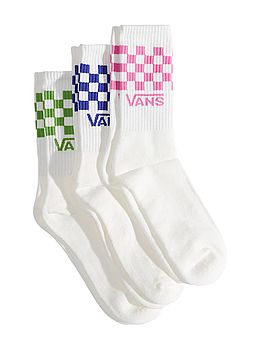 Vans Classic Check Crew 3 Pack Socks Pink Fizz