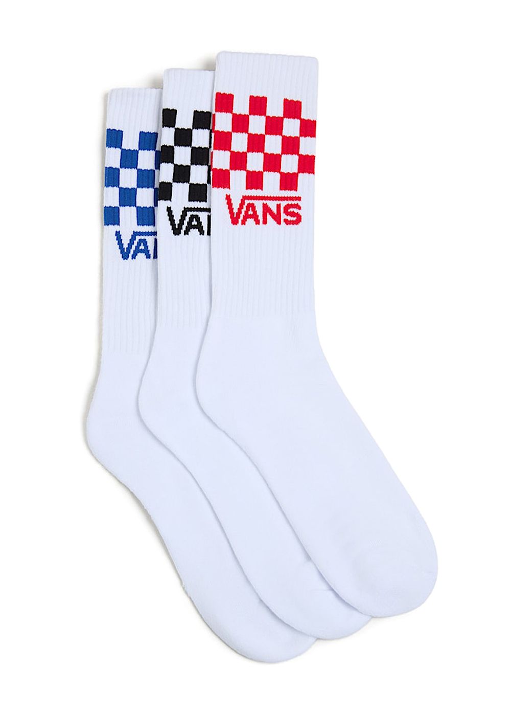 Vans Classic Check Crew 3 Pack Socks Check White Uk8.5-Uk12