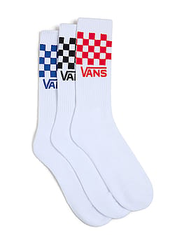 Vans Classic Check Crew 3 Pack Socks Check White Uk8.5-Uk12