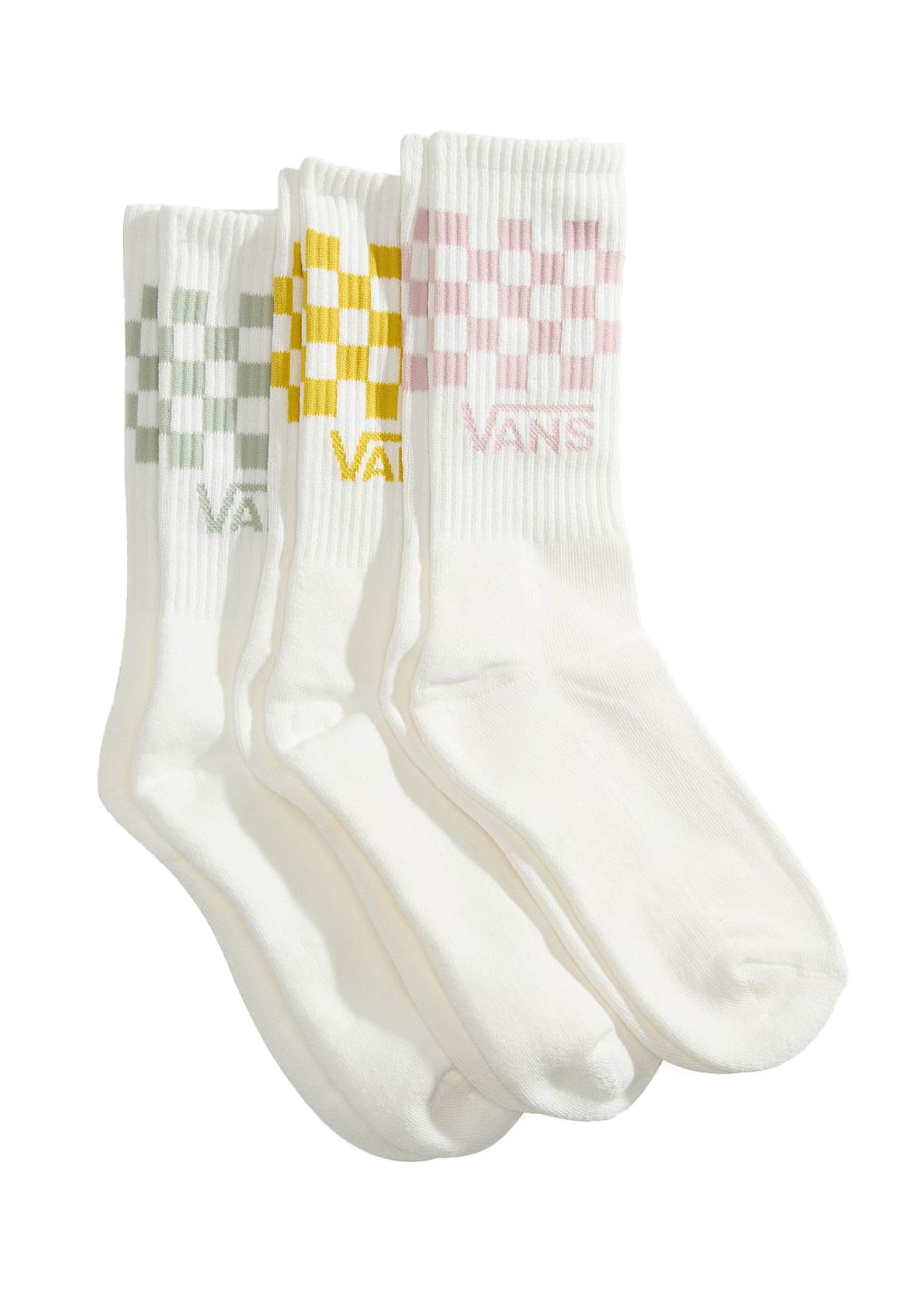 Vans Classic Check Crew 3 Pack Socks Dusty Gold