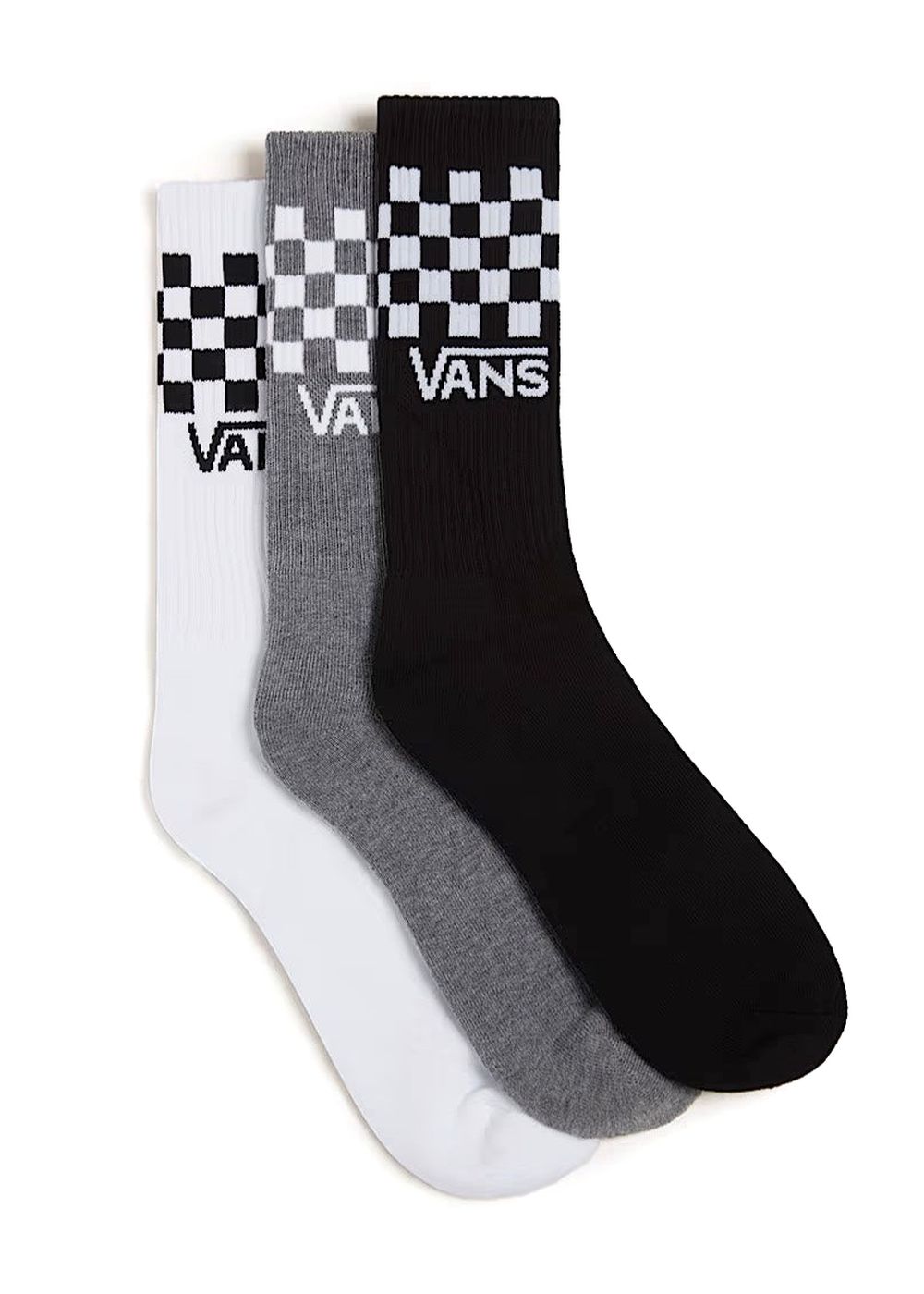 Vans Classic Check Crew 3 Pack Socks Check Black Uk8.5-Uk12