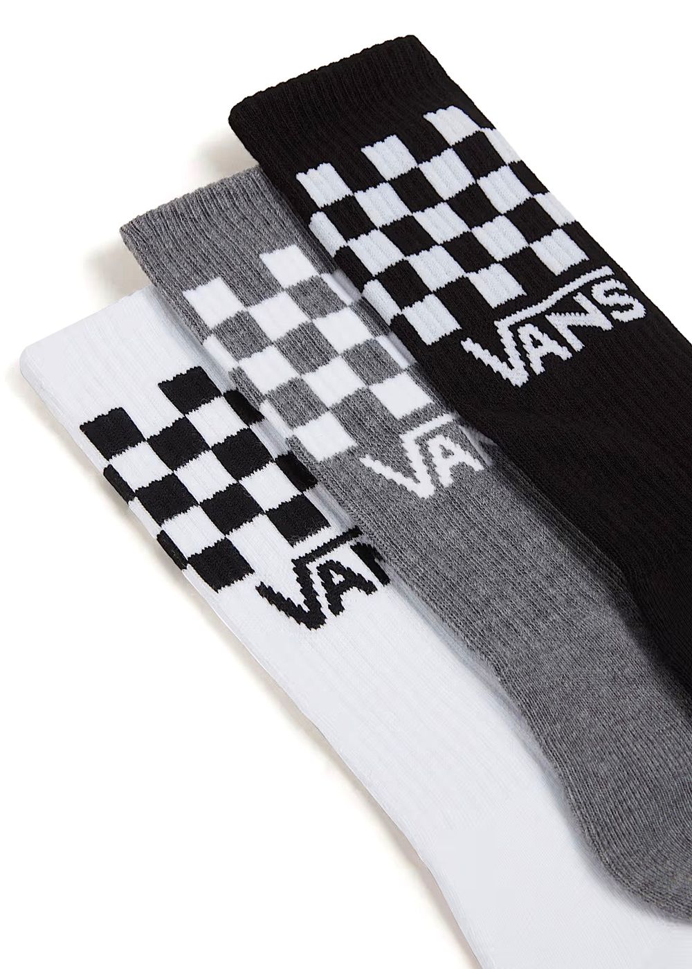Vans Classic Check Crew 3 Pack Socks Check Black Uk8.5-Uk12