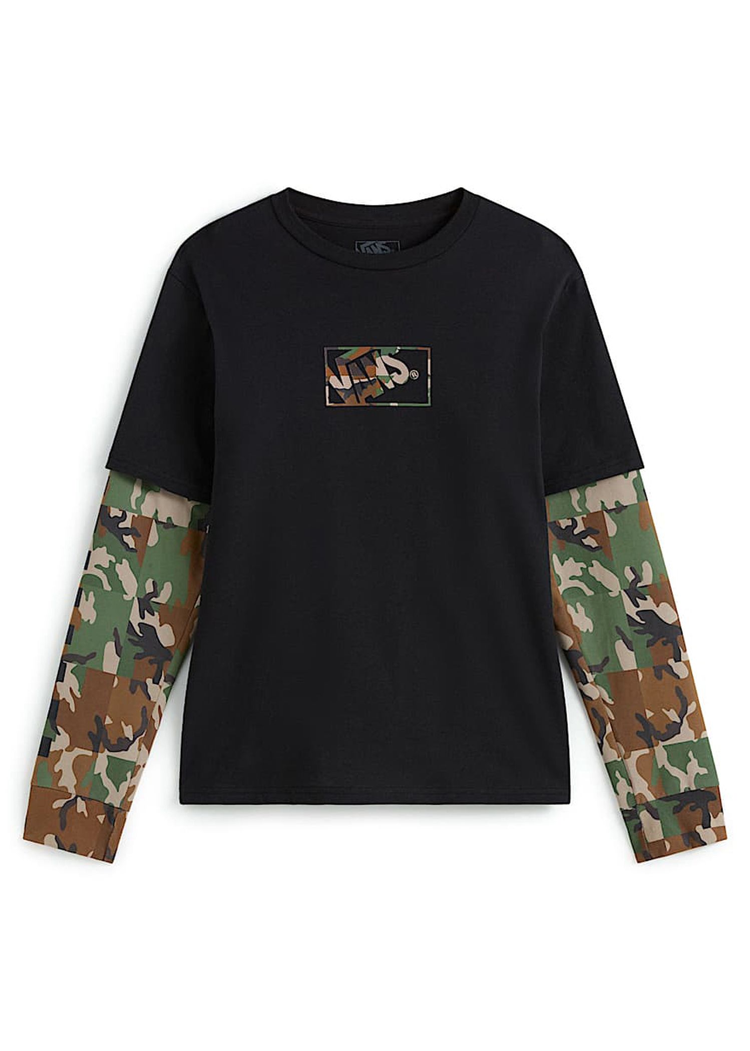 Vans Boys Camo Twofer Long Sleeve Black