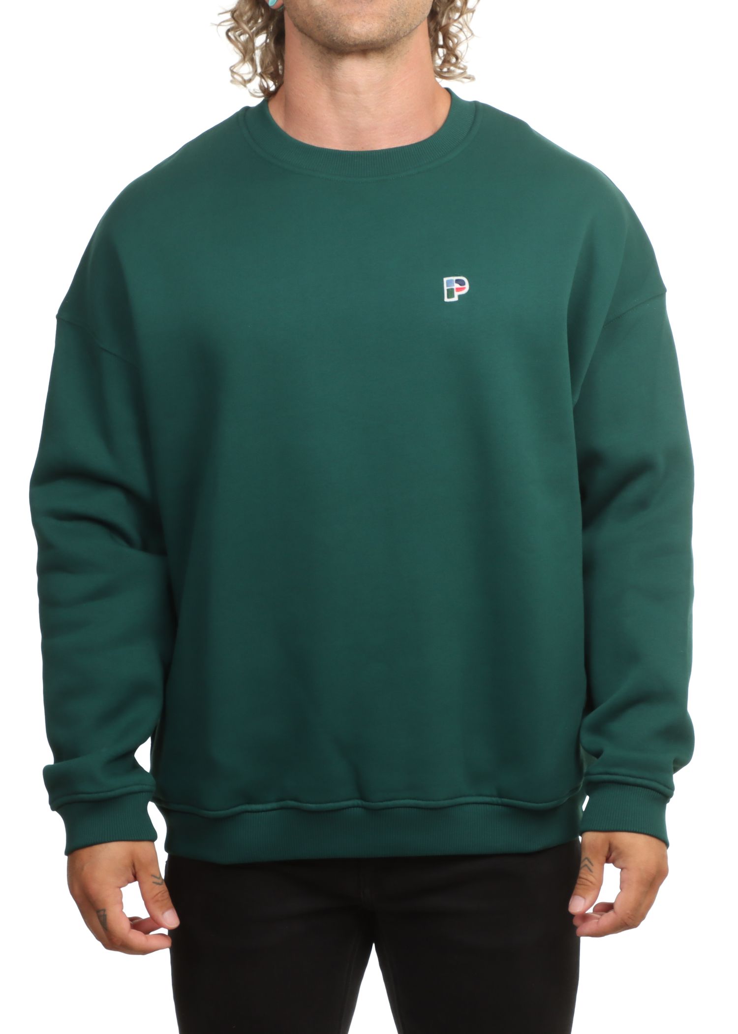Parlez Powell Oversized Crew Deep Green