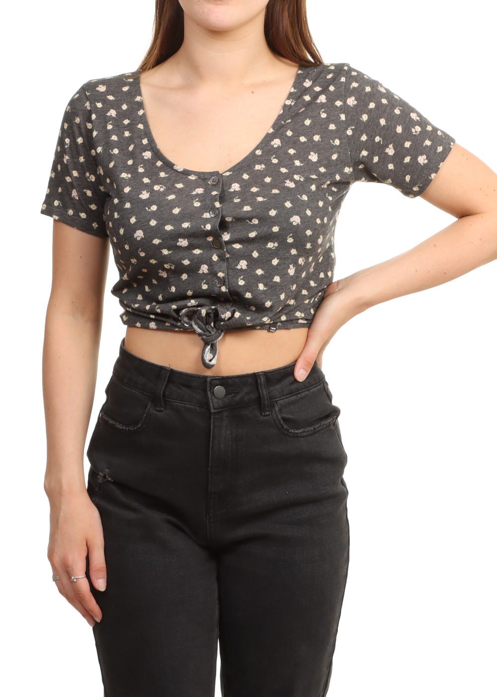 Billabong Girly Knit Top Off Black