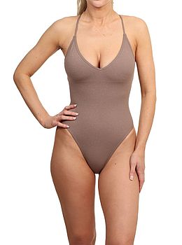 Roxy Lasca One Piece Swimsuit Deep Taupe