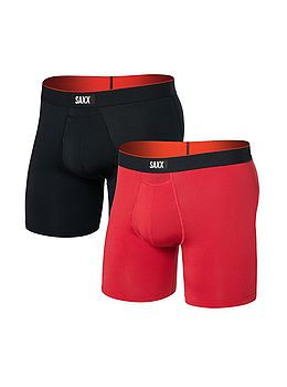 Saxx Multi Sport 2 Pack Boxer Briefs Red Black