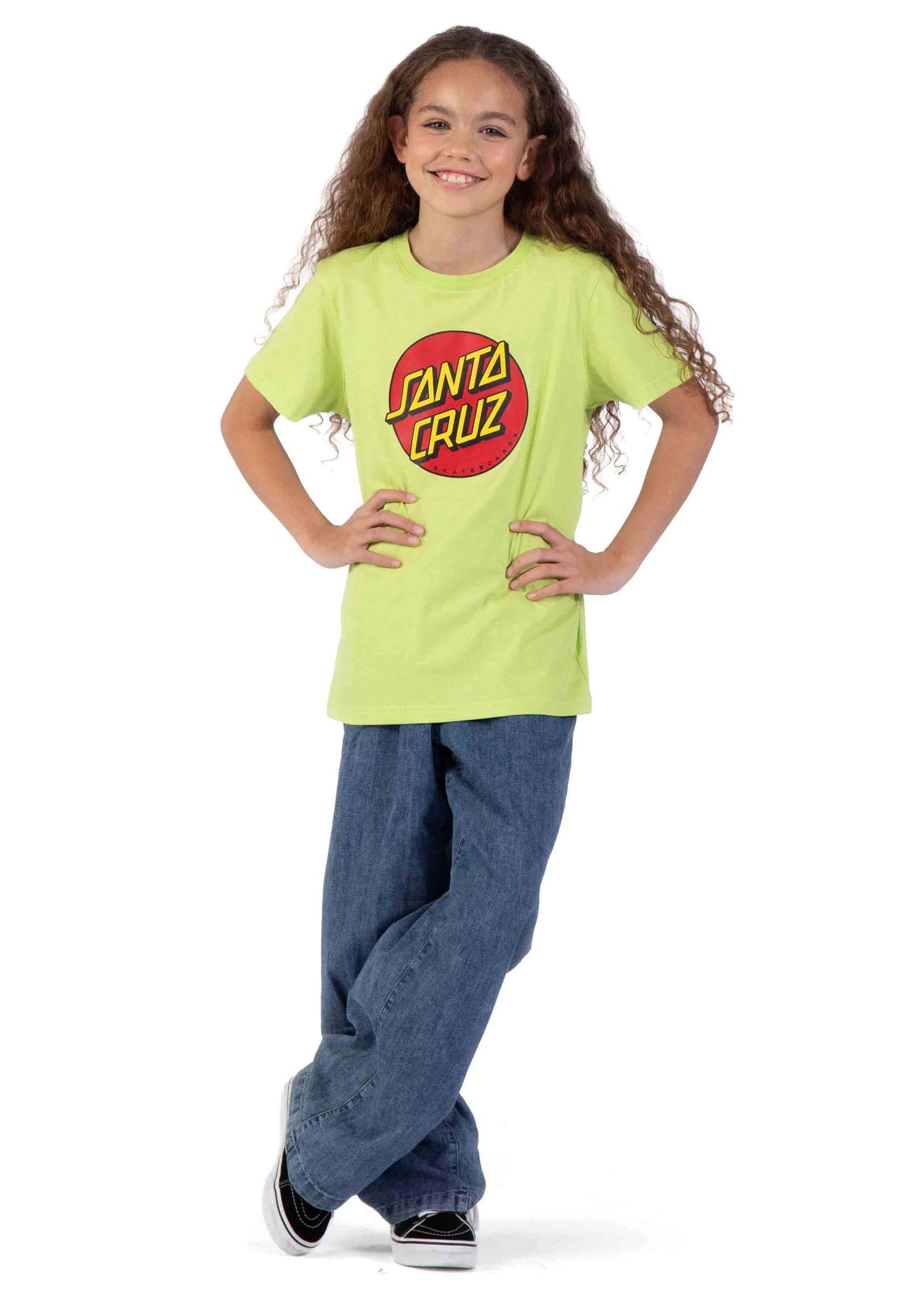 Santa Cruz Boys Classic Dot Tee Green Glow