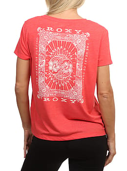 Roxy Laguna Green V Neck Tee Hibiscus