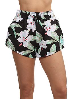 Roxy No Bad Waves Print Boardshorts Anthracite Black Flowers