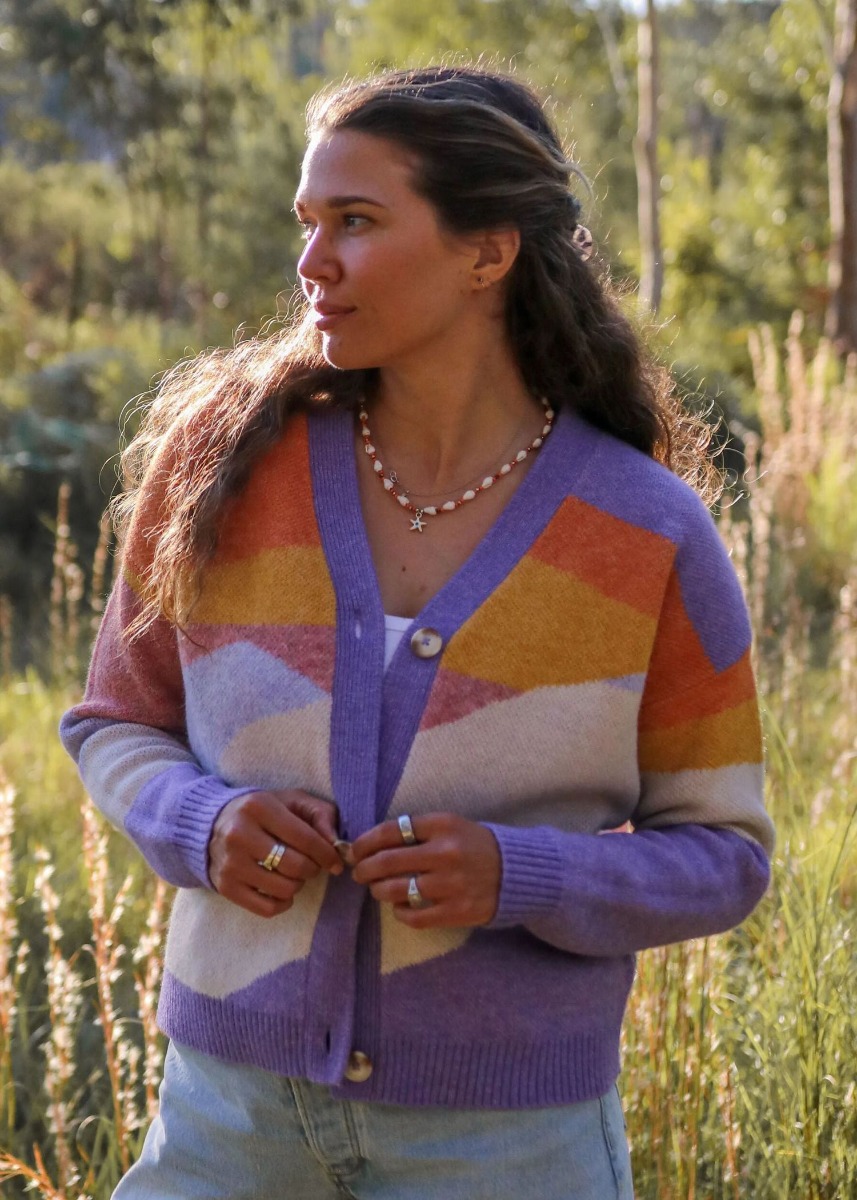 Passenger Scenic Knit Cardigan Sunrise Orange