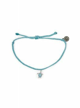 Pura Vida Sea Turtle Silver Bracelet Crystal Blue