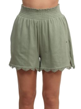ONeill Essentials Ava Smocked Shorts Lily Pad