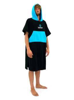Surflogic Towel Changing Robe Poncho Black/Cyan