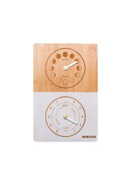 Bulldog Tide Clock Double Dial Bamboo