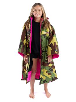 Dryrobe Kids Short Sleeve Changing Robe Camo/Pink