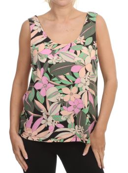 Roxy Flowing Printed Tank Anthracite Palm Song