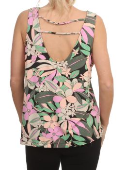 Roxy Flowing Printed Tank Anthracite Palm Song