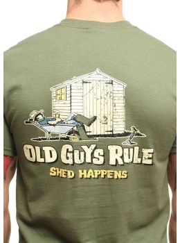 Old Guys Rule Shed Happens 2 Military Tee Green