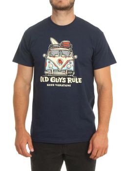 Old Guys Rule Good Vibrations 3 Tee Navy
