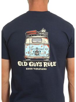 Old Guys Rule Good Vibrations 3 Tee Navy