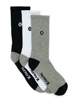 Hurley Icon Crew 3Pk Socks White Grey Black