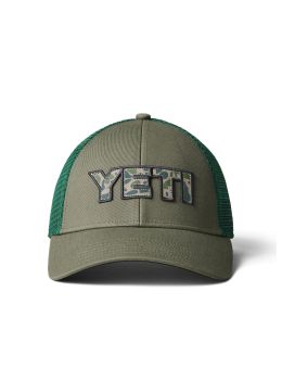 Yeti Camo Logo Badge Low Pro Trucker Cap Olive