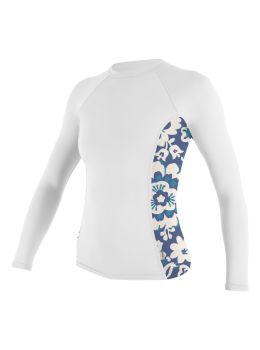 ONeill Ladies Side Print Long Sleeve Rash Vest White