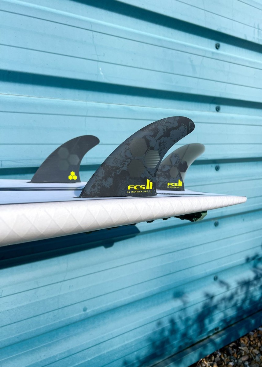FCS 2 AM PG Large Surfboard Fins Black/Acid