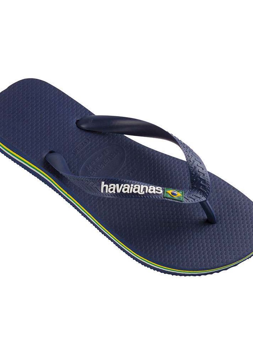 Havaianas Brasil Logo Flip Flops Navy Blue