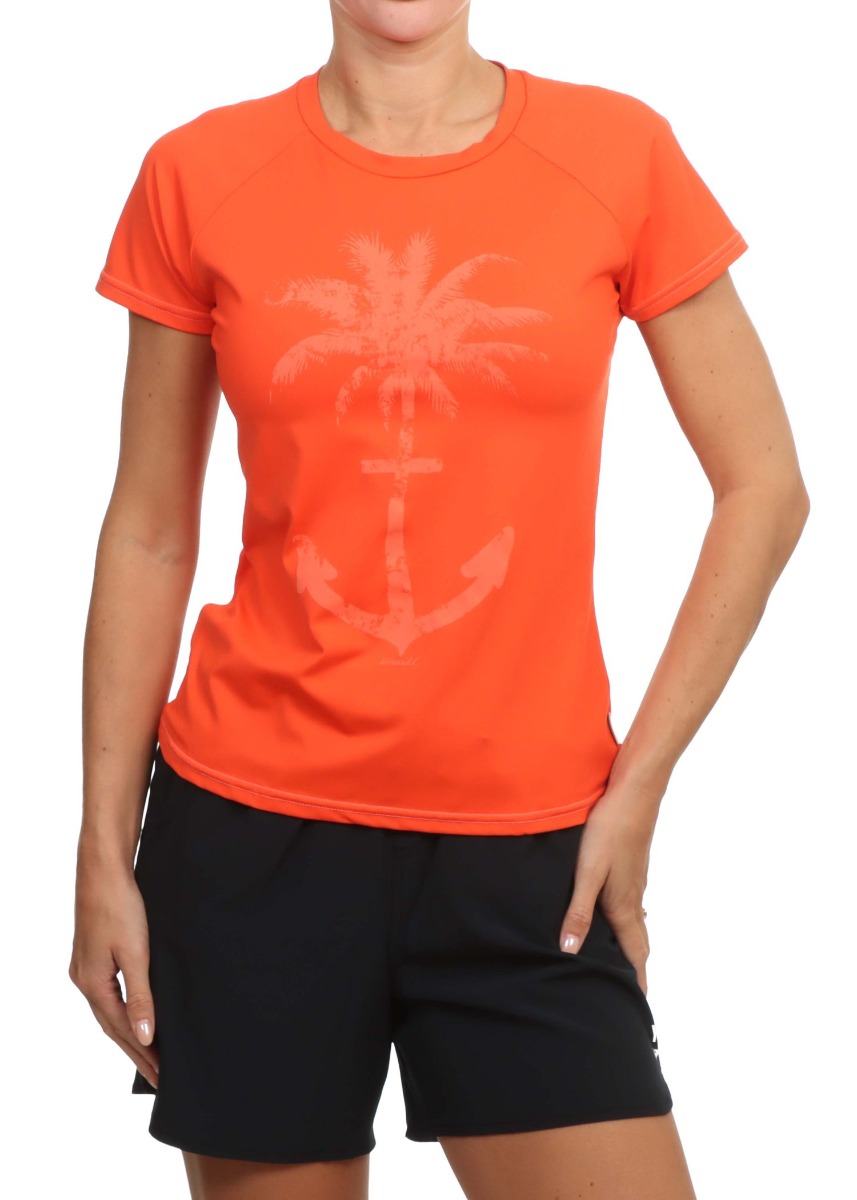 ONeill Ladies Short Sleeve Rash Sun Tee Palm Coral
