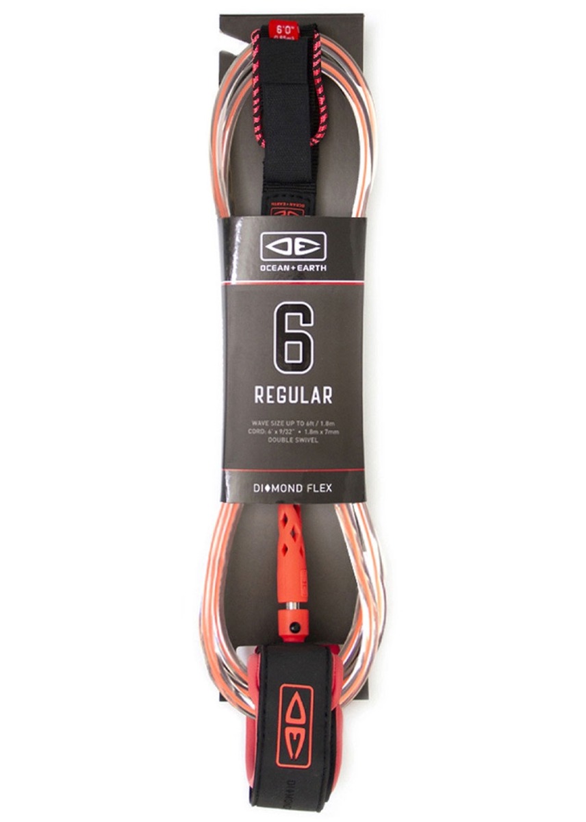 Ocean & Earth Regular 6ft Surfboard Leash Coral