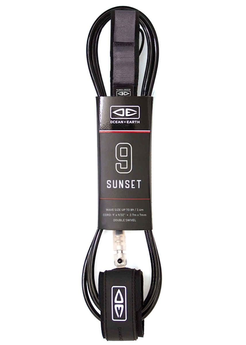 Ocean & Earth Sunset Surfboard Leash 9Ft 0 Black