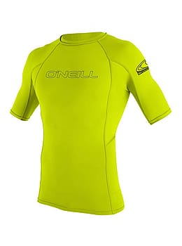 ONeill Basic Skins Short Sleeve Rash Vest Lime