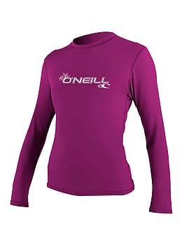 ONeill Ladies Basic Skins Long Sleeve Rash Tee Pink