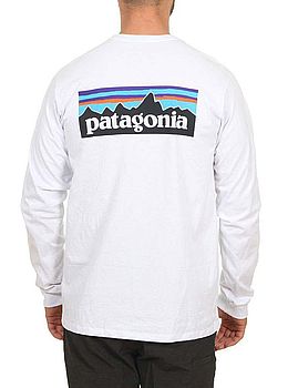Patagonia P-6 Logo Long Sleeve Resposibili-Tee White
