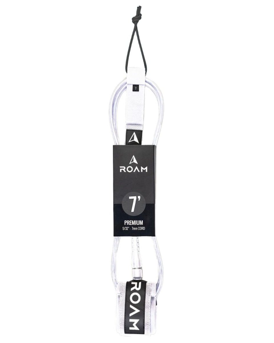 Roam Premium Surfboard Leash 7FT White