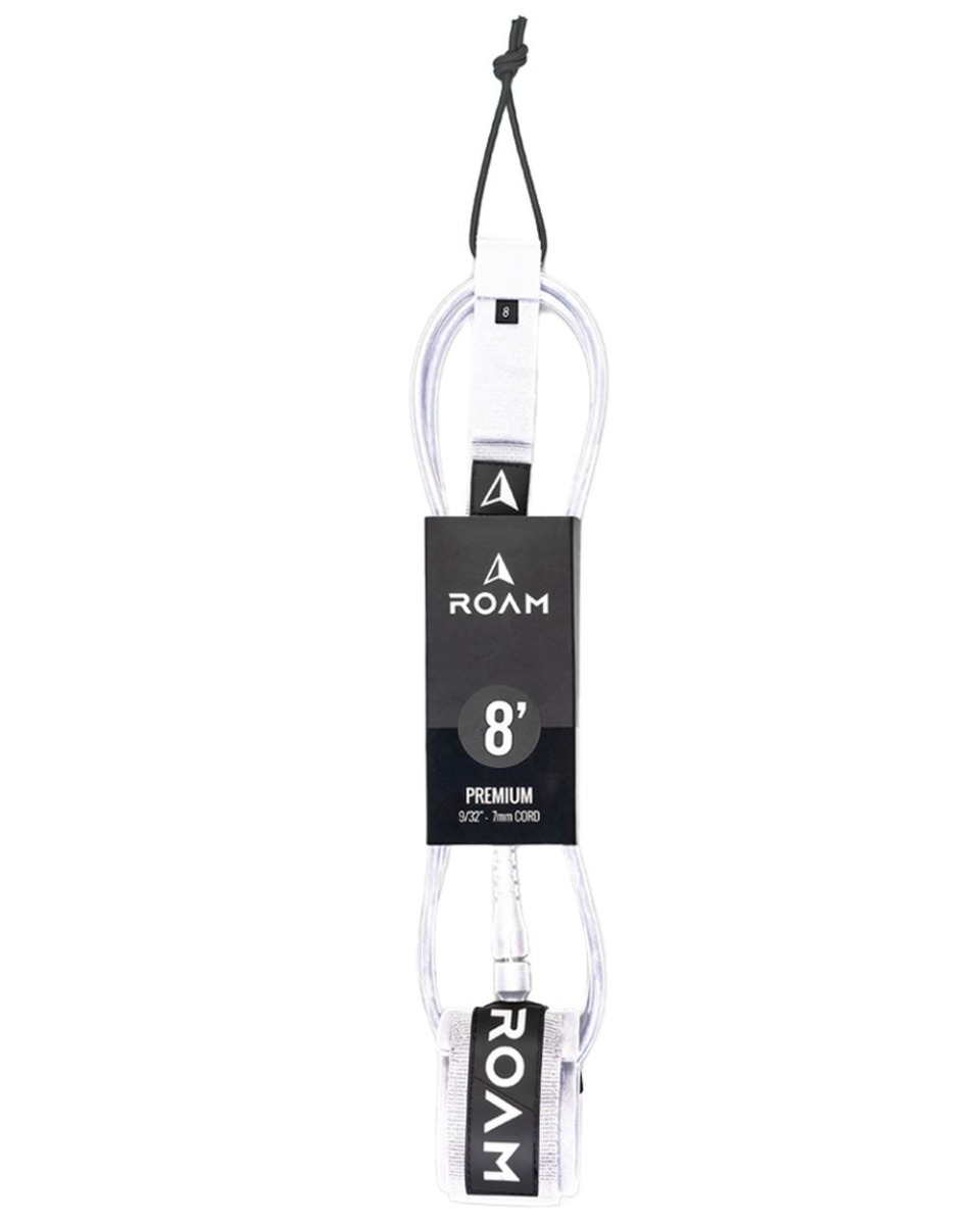 Roam Premium Surfboard Leash 8FT White