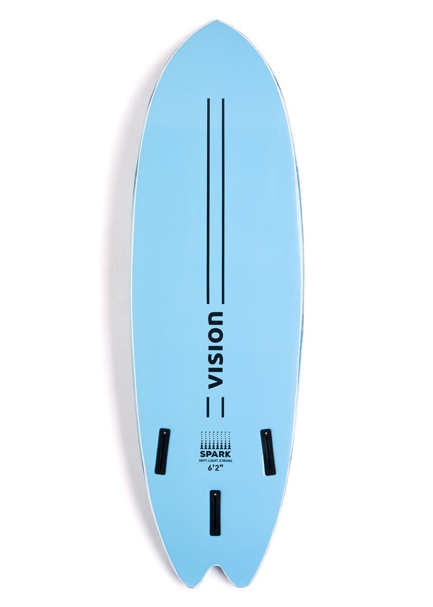 Vision Spark Fish Soft Beginner Surfboard 6Ft 2 Inch Blue