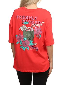 Roxy Hang Poster Tee Hibiscus Red